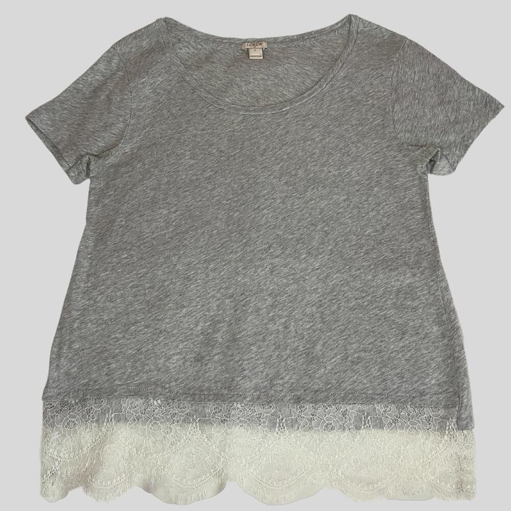 J.Crew Lace Bottom Tee Gray Womens S
